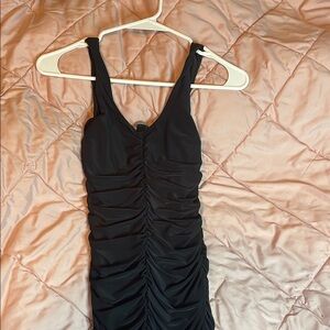 Black Ruched Sleeveless Dress